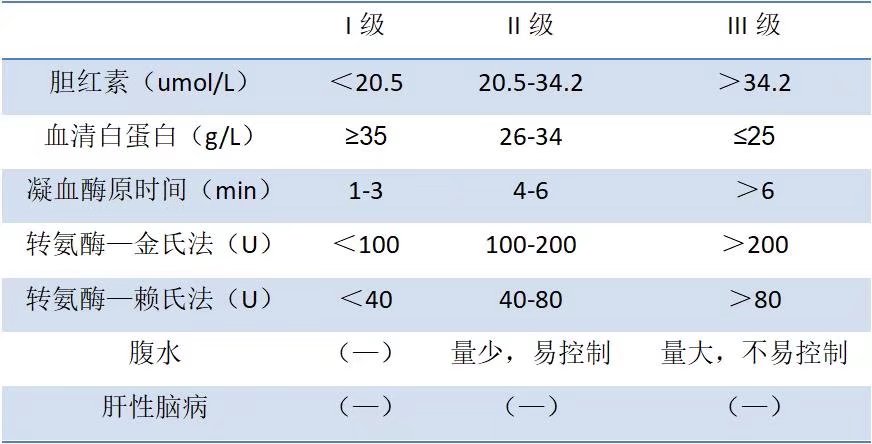 门脉高压患者Child肝功能分级